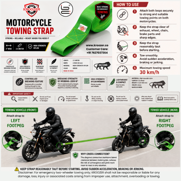 Kroozer Towing Strap 5 Explore the Product range Card Square motorcycle towing strap